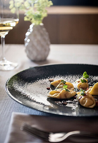Feinschmecker-Gericht im 5 Sterne Hotel Belvedere in Südtirol